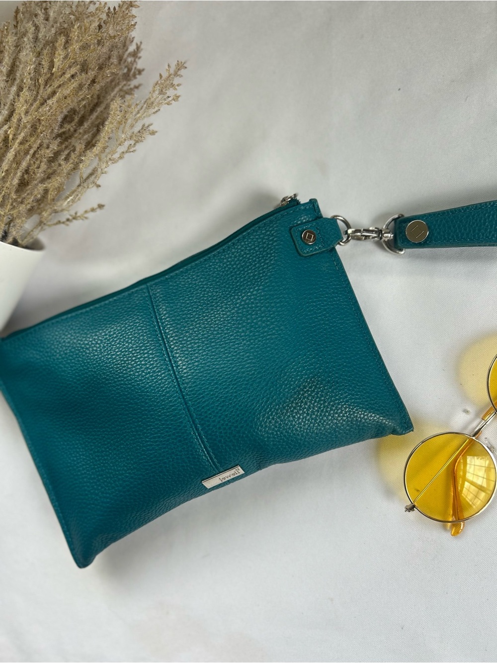 Jewel Teal Leather Wristlet Clutch - Women - Picture 4 of 8
